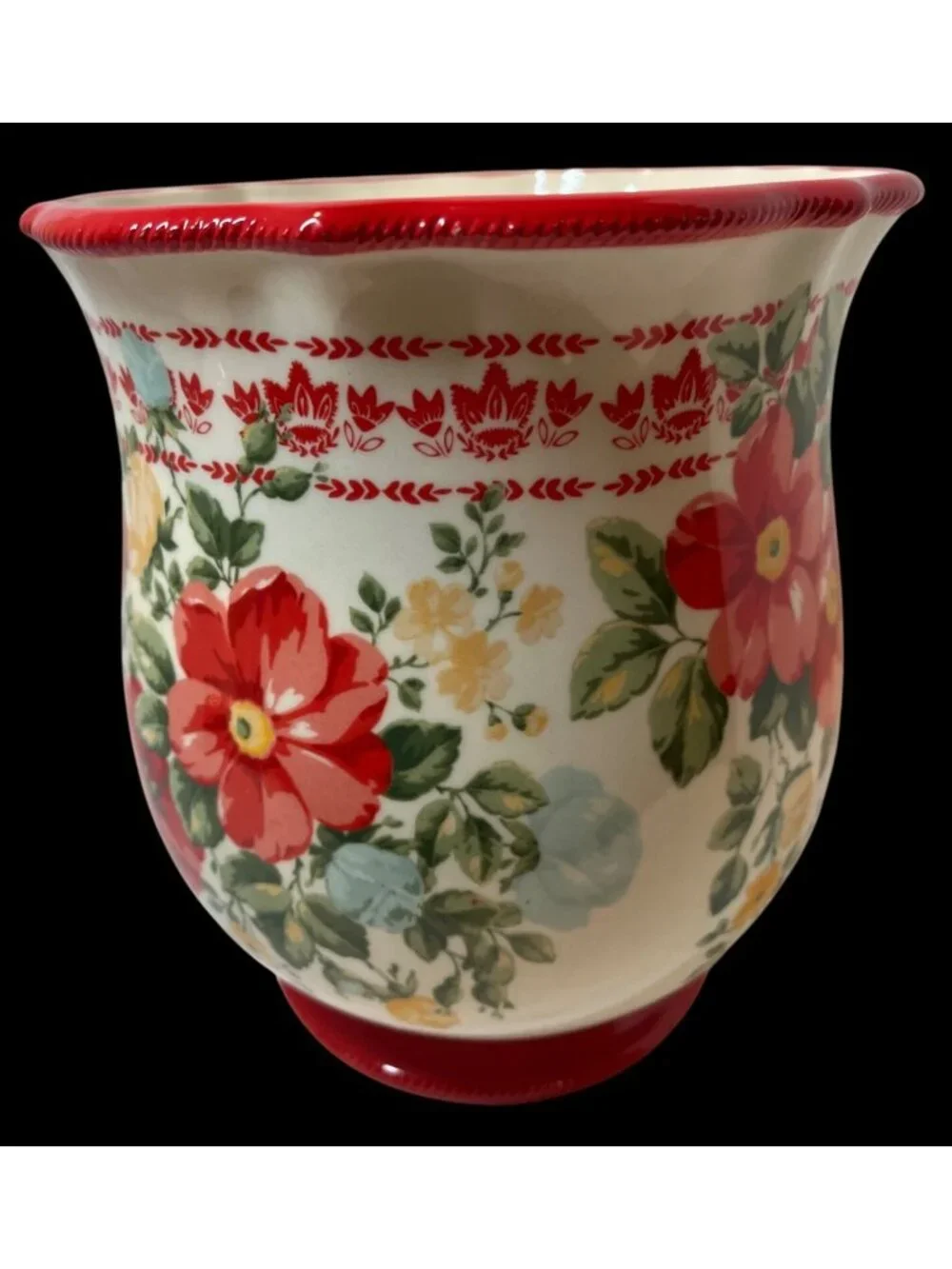 The Pioneer Woman Floral Utensil Holder Stoneware 7 Inches Dishwasher Safe